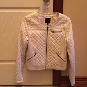 Leather quilted coat